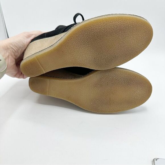 J Crew Black Suede Leather Macalister Wedge Chukka Tie Ankle Boots Size 8 - Picture 9 of 10